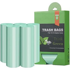 Compostable Trash Garbage bags,AYOTEE 13-15 Gallon Tall Kitchen Trash Bags,Heavy Duty Unscented 1.18Mils 55 Liter,60 Count,Strong Thicken Rubbish Waste Can Liners for Kitchen Garden Home