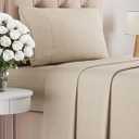 Twin Size 3 Piece Sheet Set - Comfy Breathable & Cooling Bed Sheets Set - Hotel Luxury Bedding for Women, Men, Kids, Teens, Boys & Girls - Deep Pockets, Soft & Wrinkle Free - Beige (Heathered Sheets)