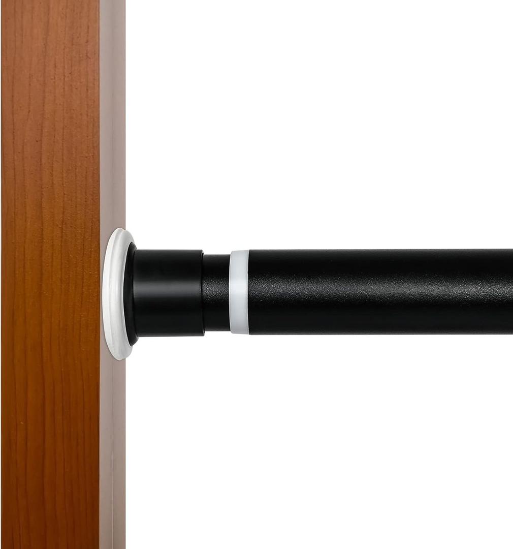 Tension Curtain Rod 122 to 157 Inches, 1.26" Diameter Spring Adjustable Curtains Rods Long Large Pole for Windows Door Bathroom Patio Outdoor No Drilling, Black