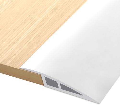 Vinyl Door Threshold Flooring Transition Strip Self Adhesive Carpet Edging Strip for Laminate Doorway Edge Threshold from 3/5" to 4/5" (White, 6.6 Ft) White