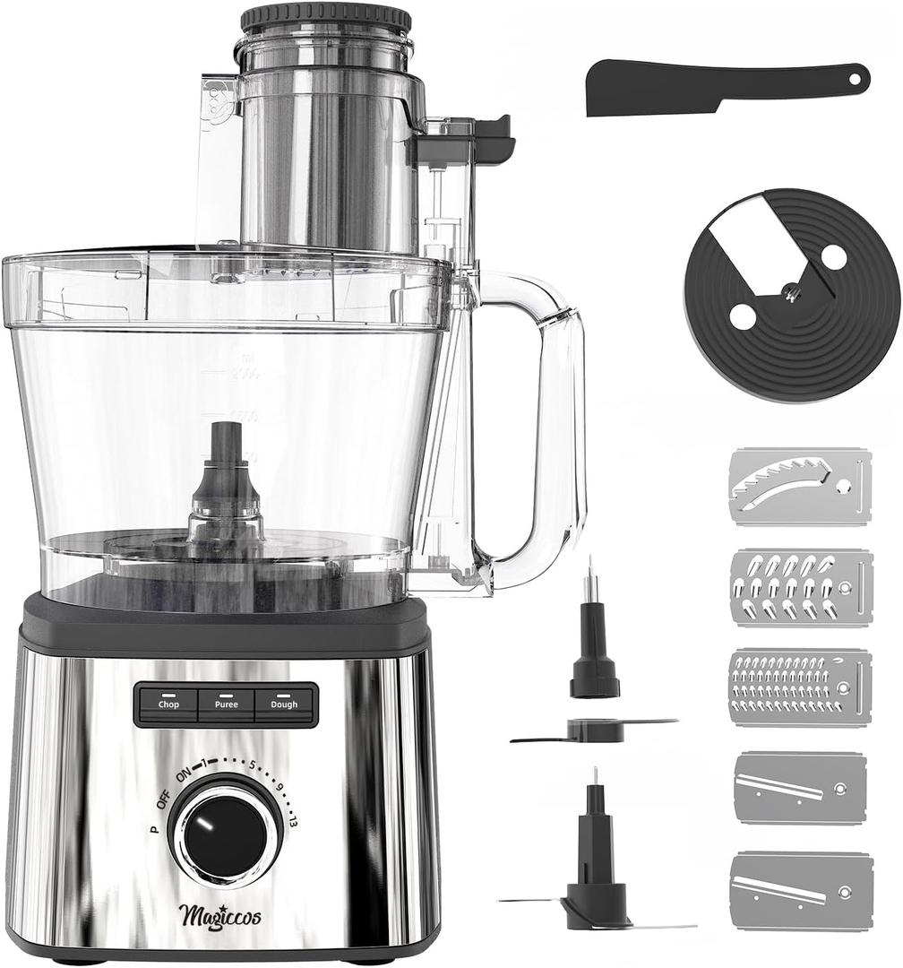 14-Cup Lemon Slicer Food-Processor - Large Feed Chute, 13 Speeds & Pulse, 3 ProgramsCheese Shredding, Cutting Fries, Meat Chopping, Shredding and Slicing, Mixing and Doughing, for Home Use