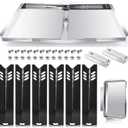 Hiorucet Grill Grease Tray Replacement Parts for Dyna Glo DGB610SSP, Adjustable 30''-36'' Gas Grill Drip Pan with Catch Pan, Heat Plate Shields for Dyna Glo 6 Burner Grill Parts.