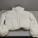 Amazon Essentials Womens Cropped Full-Zip Puffer Jacket (Quilted Matte or Sherpa Fleece) (Small, Eggshell White)