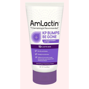 AmLactin KP Bumps Be Gone Therapeutic Body Cream for Keratosis Pilaris NoScrub Exfoliator and Body Moisturizer for Dry Skin with 15% Lactic Acid AHA, 3 oz
