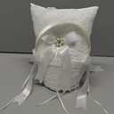 ATAILOVE Ivory Wedding Flower Girl Basket and Ring Bearer Pillow Set, Satin Fairy Lace Flower Baskets for Flower Girl