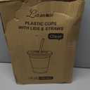 Lamosi 100 Pack 20 oz Clear Plastic Cups with Lids and Straws, Disposable Iced Coffee Cups with Lids for To-Go Cold Drinks, Smoothies and Slushie