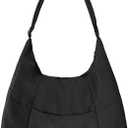 Large Nylon Crossbody Purse Women Hobo Crescent Shoulder Bag Slouchy Tote Bag Casual Weekend Handbag for Women (Black)