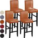 Bar Stool Covers, Stretch Waterproof PU Bar Stool Slipcover Removable Washable Bar Stool Chair Covers, High Chair Cover with Elastic Bands (4 Pack, Light Brown)
