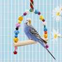 2 Pack Bird Swing, Hanging Colorful Wooden Parrot Perch Stand Toy, Bird Cage Accessories, Suitable for Small to Medium Birds Parrots Parakeets Cockatiels Conure Budgies Love Birds