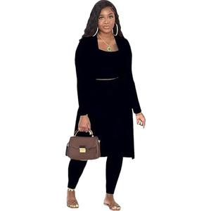 Womens 3 Piece Lounge Set Pajamas Set Long Cardigan Crop Tank Drawstring Pants Loungewear Outfits, XL