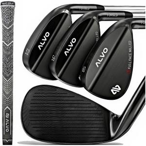 ALVO GOLF - Premium Full Face Golf Wedges, Golf Wedge Set and Singles, 3 Wedges 52/56/60 Degree,Lob,Gap,Sand Golf Club for Men, Premium Grip, Right Hand, max Spin, Set of 3 Wedges