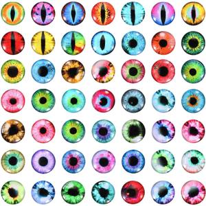 PATIKIL 15mm Dragon Eyes, 100 Pcs Round Glass Eyes Animals Crochet Eyes for Clay Doll Making Craft DIY Findings Jewelry Making, Multicolored