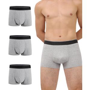 Incontinence Protective Underwear for Men Washable Bladder Leak Proof Boxer Brief 60 ml Absorbency Trunk 3 Pack (3 Gray, 2XL) (XX-Large)