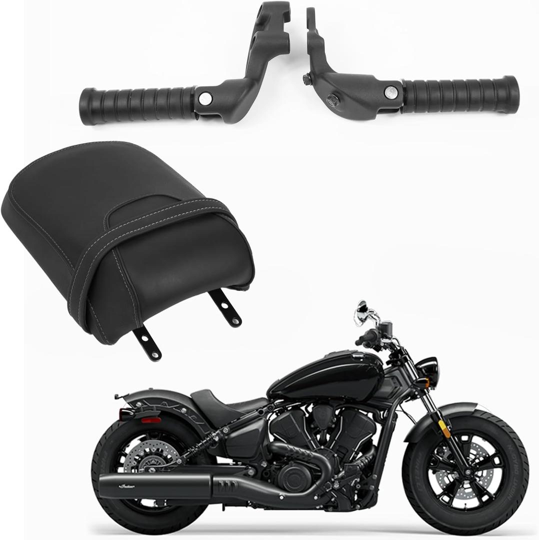 Passenger Seat and Passenger Pegs Kit for Indian Scout Bobber 2025, Motorcycle Rear Seat and foot pegs fit for 2025 Scout Sixty Classic/Scout Sixty Bobber