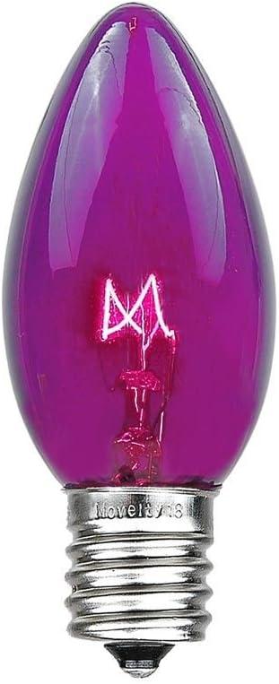 Novelty Lights Incandescent Christmas Replacement Bulbs - Indoor/Outdoor Individual Bulbs for Christmas Tree, Display, & More - C9/E17 Intermediate Base, 7 Watt Lights (Purple, 25 Pack)