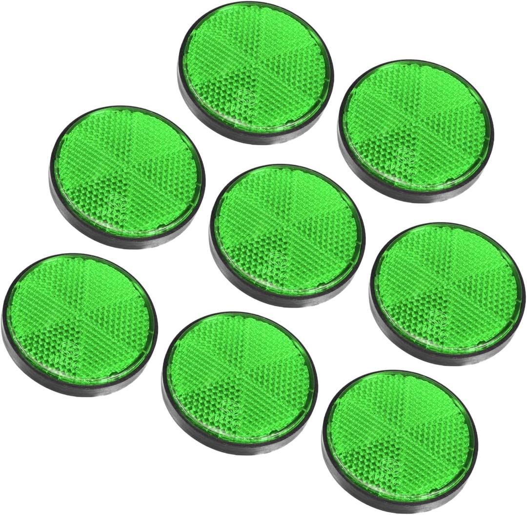 Motoforti 8 Pcs Round Stick-on Safety Spoke Reflective Self Adhesive Reflector for Gate Posts Cars Trailer Motorcycle Trucks Boat Bicycle Bike Green Long-Lasting