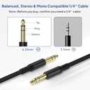 Elebase 1/4 Inch TRS Instrument Cable 10ft 2-Pack,Straight 6.35mm Male Jack Stereo Audio Interconnect Cord,6.35 mm Balanced Line for Electric Guitar,Bass,Keyboard,Mixer,Amplifier,Amp,Speaker,Equalizer