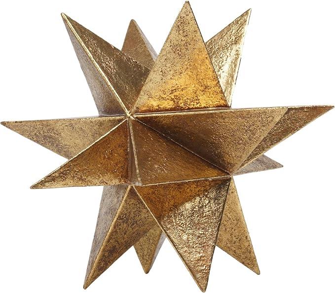 Modern Style Indoor Home Decor - Resin Gold Multi-Angle Stars Abstract Geometric Sculpture for Living Room Office Desk Bookshelf Table Decor Home Decorations 7 * 7 * 6 Inch
