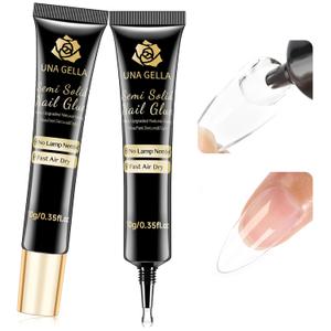 UNA GELLA No Lamp Need Solid Nail Glue for Press Ons: Nails Acrylic Nails Super Strong Semi Nail Glue Gel Fast Curing 10ml Long Lasting Gel Glue Kit