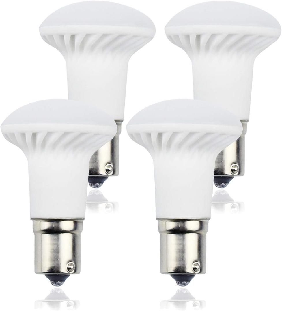 Bonlux 3W LED 1383 R12 Elevator Reading Light, AC/DC 12V-24V 1156 1141 BA15S Single Contact LED Reflector Light Bulb Daylight 6000K for RV Camper Trailer Marine Boat Motorhome Light (4-Pack)
