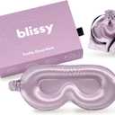 Blissy Silk Sleep Mask Profile - 100% Pure Mulberry Silk 22 Momme 6A Fibers Silk Eye Sleeping Mask for Women & Men for Total Blackout - Blindfold Silk Sleep Mask Side Sleeper Eye Cover (Lavender)