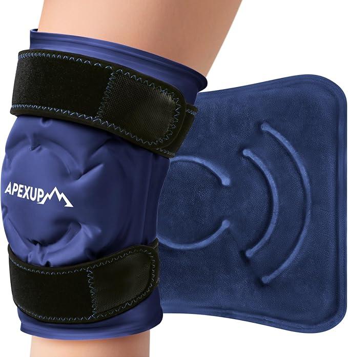 APEXUP Ice Pack for Knee Pain Relief, Large Reusable Wrap After Surgery, Flexible Gel Cold Pack for Injuries, Pain Relief for Back, Shoulder, Elbow, Ankle and Leg (Navy Blue, XXL, 1PK) 