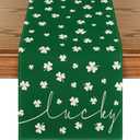 Artoid Mode Green Lucky Shamrock St. Patrick's Day Table Runner, Seasonal Spring Holiday Kitchen Dining Table Decoration for Indoor Outdoor Home Party Decor 13 x 90 Inch