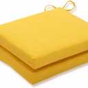 Pillow Perfect Fresco Solid Indoor/Outdoor Patio Seat Cushions Plush Fiber Fill, Weather and Fade Resistant, Square Corner - 16" x 18.5", Yellow, 2 Count