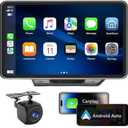 for Apple Carplay Wireless Portable 7" Touchscreen Car Stereo Voice Control with Apple Car Play & Android Auto Car Audio Backup Camera Bluetooth GPS Navigation/Mirror Link Fits All Cars