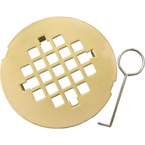 4-1/4" Snap-in Shower Drain Cover 304 Stainless Steel Round Replacement Floor Drain Cover, Drain Strainer, Lattic,with Hook(Brushed Gold)