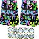 Slime Goodie Bags, Set of 24 Slime Party Favors Candy Bags with Stickers, Slime Goody Gift Treat Bags Slime Themed Birthday Party Supplies