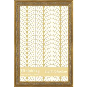 VIOLABBEY 11x17 Picture Frame Gold, Vintage Photo Frames Ornate without Mat for Wall Hanging