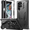 FNTCASE for Samsung Galaxy S22 Ultra Case: Builtin Screen Protector & Kickstand & BeltClip Holster, FullBody Dual Layer Rugged Heavy Duty Shockproof Protective Phone CoverBlack
