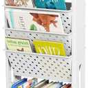 5-Tier Mobile Bookshelf, Rolling Bookcase Book Storage Rack, Movable File Folder Organizer Cart with Wheels for Home Study Office Living Room Classroom, White