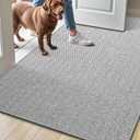 LUMI Ultra Thin Indoor Door Mat for Entrance 36"x56", Non Slip Entryway Mat, Low Profile Doormat, Unique Herringbone Design Carpet for Inside, Patio, Porch, Gray (Grey)