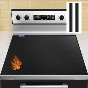 Fireproof Stove Cover, 30 x 21 Electric Stovetop Mat with 2 Silicone Gap Covers, Heat Resistant Induction Cooktop Protector, Fiberglass Flat Top Stove Cover, Dishwasher Safe, 600 Heat Resistant
