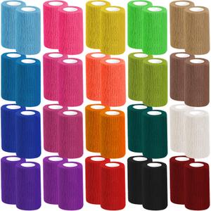 40 Pack Colorful Self Adhesive Bandage Wrap Bulk 20 Colors 4 Inch x 5 Yards Cohesive Bandage,Vet Wrap Breathable Elastic Self-Adherent Tape for Stretch Athletic Sports Wrist Ankle Dogs Pet Vet Wrap