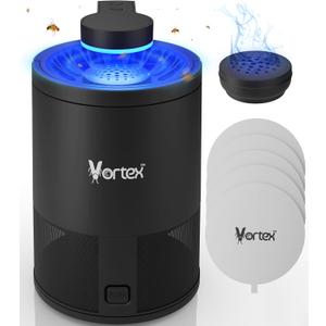 Vortex Indoor Insect Trap - Catcher & Killer for Fruit Flies, Gnat, Mosquito, Moth - UV Light Non Zapper Suction Glue Board - Bug Light Fruit Fly Trap (Black)