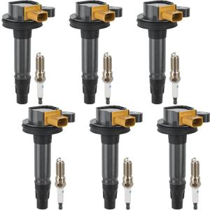 6pcs UF646 Ignition Coil Packs and Spark Plugs Compatible with Ecoboost 2011-2020 Ford F-150 Expedition Explorer Flex Taurus Transit, Lincoln MKS MKT Navigator, 3.5L V6, Replaces DG549