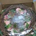 [Lighted & Timer] 22" Spring Summer Wreaths for Front Door Peony Wreath with Lights Pink Silk Flower Hydrangea Rose Green Leaves Floral Wreath for Home Wall Window Wedding Party Indoor Outdoor Decor