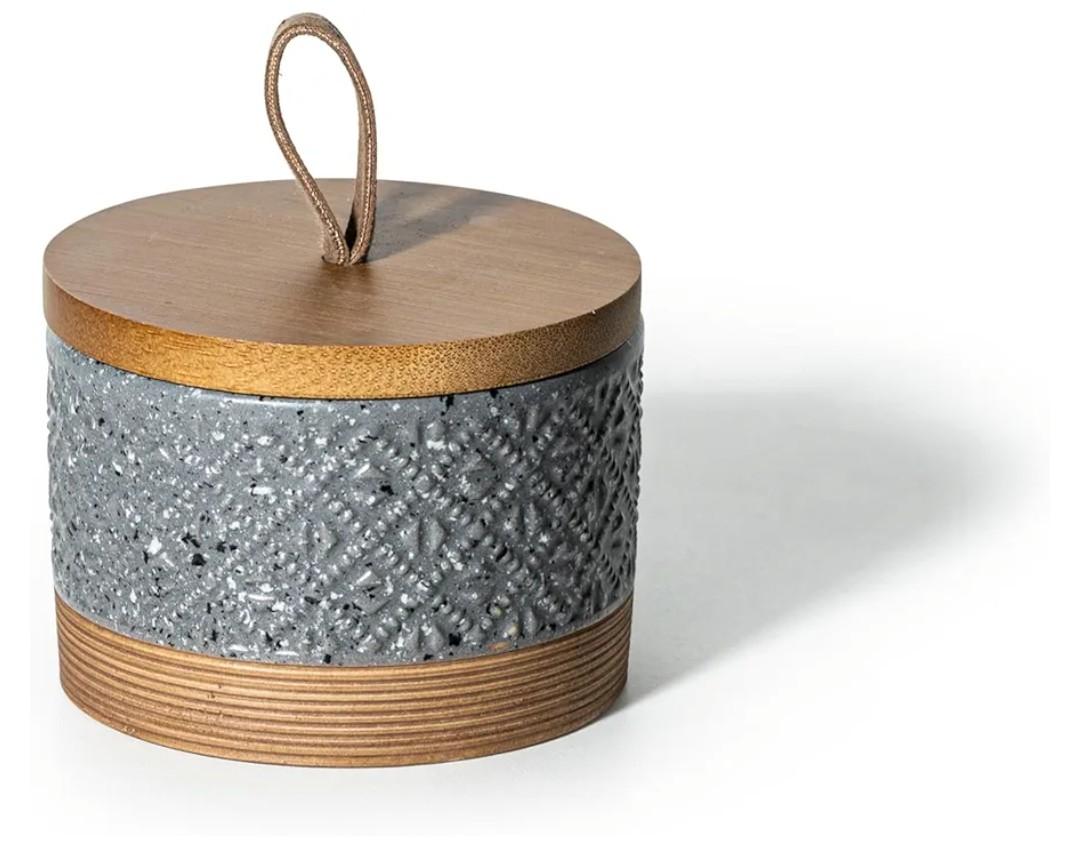 Small Ceramic Jar with Lid, Coffee Container Kitchen Food Storage Jars for Sugar Tea Bag, Stackable Decorative Spice Jars for Countertop Coffee Bar Accessories- Gray & 5 fl.oz