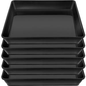 Square Plant Saucer 6inch 5 Pack, Plastic Plant Saucers, Plant Water Dray Tray, 8 10 12 14 16 18 20 Inch Garden Planters for for Pots Base Indoors and Outdoors Plants6 inch Black
