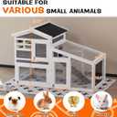 GarveeLife Rabbit Cage, Outdoor Weatherproof Bunny House Wooden, Indoor Bunny Cage with Run, Rabbit Hutch with Removable Tray, Grid Fences, Ramp 53.15" L x 23.62W 37.8" H Gray