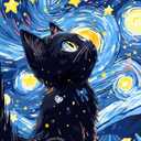 Yunnuo Paint by Numbers for Adults Black Cat, Paint by Numbers Kit on Canvas for Beginners, Starry Night Number Painting Set Craft Supplies, 3 Paintbrushes and Acrylic Paint 16x20 Inch