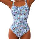 BEAUDRM Women's Boho Floral Print One Piece Swimsuit Y2K Bathing Suits Swimwear Beachwear, Large