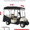 Golf Cart Enclosures 4 Passenger 80“ Extended Roof for Ezgo RXV,600D Clear Rain Cover Driving Enclosure 4 Seater,Full Roll Up 4 Sided Transparent Windows&Door Heavy Duty Zipper,Side Mirrors Openings