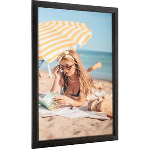 20x24 Wood Frame Black, Rustic Natural Wooden 24x20in Poster Picture Frame, Distressed 20 x 24inch Woodgrain Gallery Photo Frame with HD Plexiglass, Horizontal Vertical Wall Mounting Display 1pcs