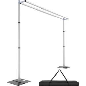 Hecis10ftx10ft Double Crossbar Pipe and Drape Backdrop Stand Kit, Heavy Duty Backdrop Stand, Adjustable Metal Background Stand for Parties Birthday Party Baby Shower Wedding Decorations