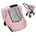 Baby Car Seat Cover, Waterproof Carseat Cover with EVA Transparent Window, Universal Car Seat Rain Cover with Storage Bag, Breathable Baby Carrier Cover for Cold Weather (Pink)