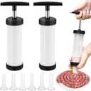 2 Set Sausage Stuffer, Plastic Meat Filler Funnel, Meat Stuffers Filler Sausage Press Filling Tools, Hot Dog Stuffer with 3 Size Filling Tubes for Holiday Christmas Household Use Camping Outdoor BBQ